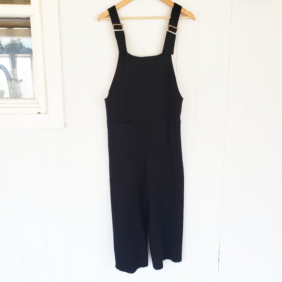 Zara Pants - Zara Medium Black Knit Overalls Raw Hem Romper